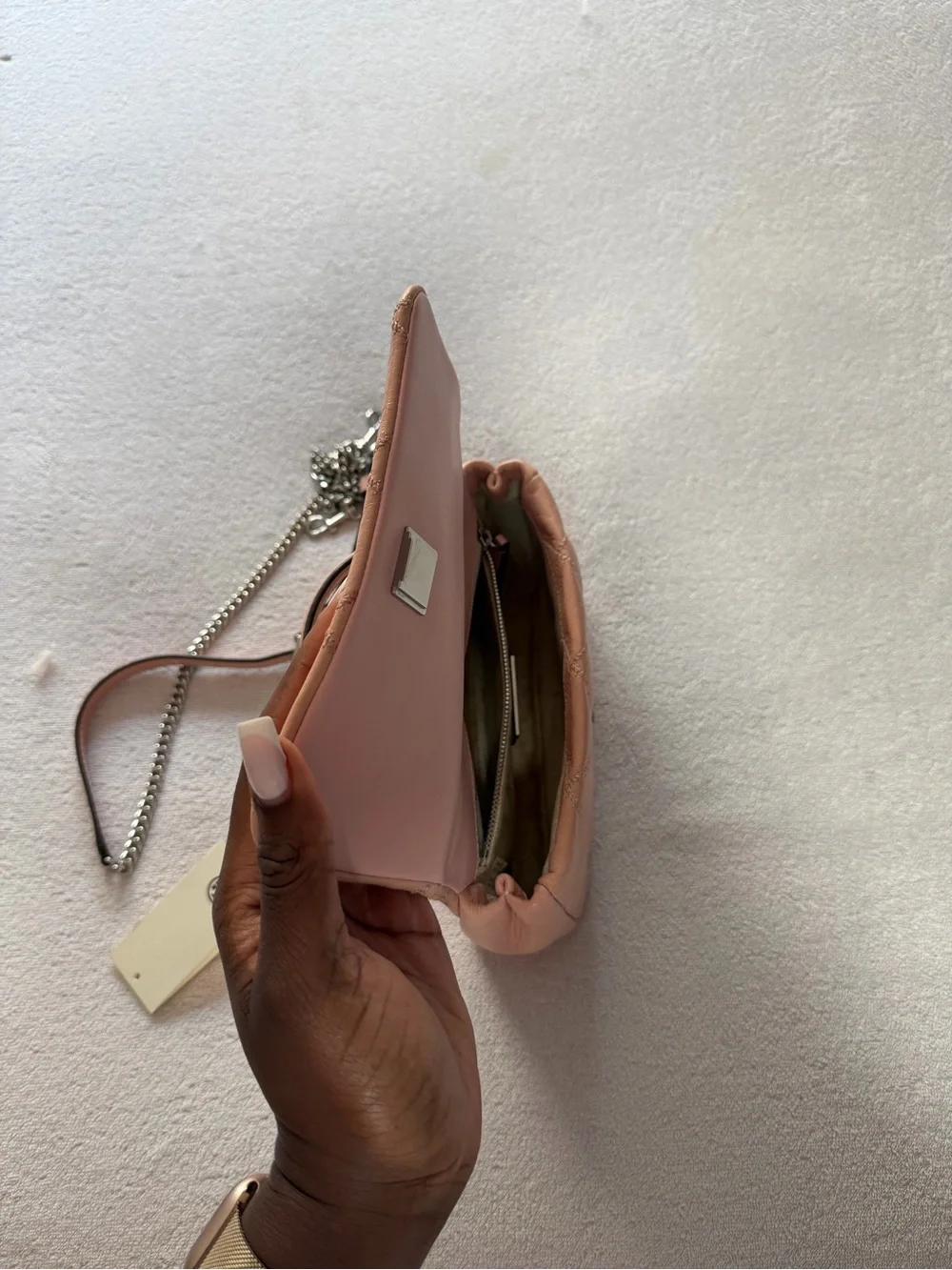 Tory Burch Blush Pink Quilted Leather Top Handle Crossbody Bag